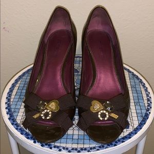 Coach Poppy patent wedges 8.5M